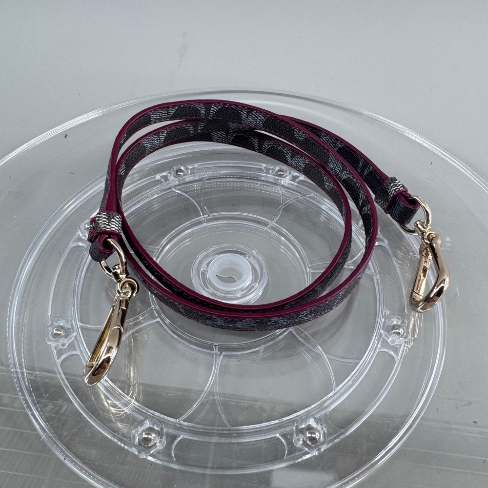 Coach Signature Canvas Crossbody Bag Strap Burgundy Trim Gold Hardware 44in